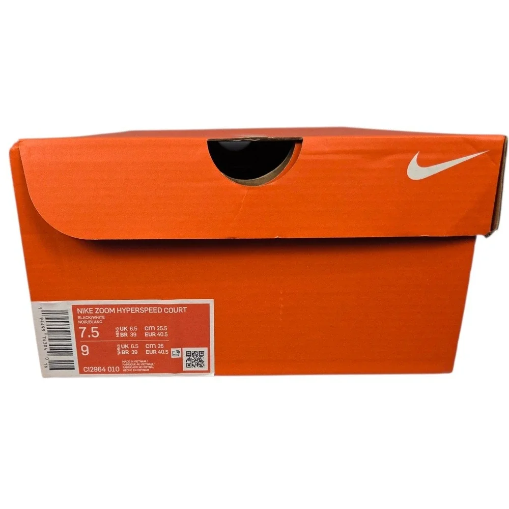 Nike Zoom Hyperspeed Court Women 9 Black White Volleyball Shoes‎ Men 7.5 New Box